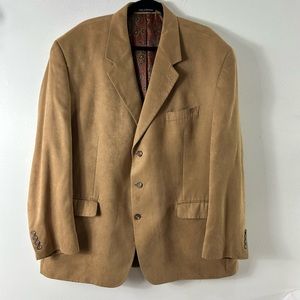 Ralph Lauren Chaps Faux Suede‎ Paisley Lined Blazer Tan Men’s Size 48R EUC